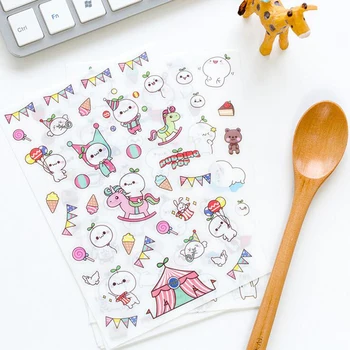 6 листов декоративных наклеек с милыми героями мультфильмов Kawaii, Альбом, чашка для ноутбука, Клейкие наклейки 