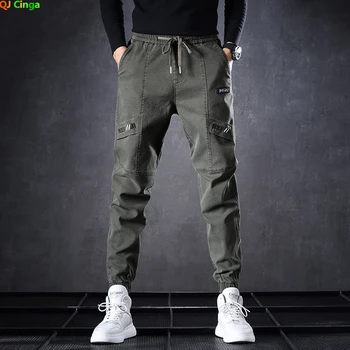 Армейские зеленые джинсы для подростков, корейская версия брюк Harlem, Модные Популярные повседневные рабочие брюки, Темно-серые брюки