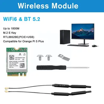 Оранжевый Pi 5 Plus WiFi 6 + BT 5,2 Беспроводной Модуль RTL8852BE M.2 E Ключевой Интерфейс 1800M Двойной Бренд 2,4 G 5G Wi-Fi для OPI 5 Plu F1B1